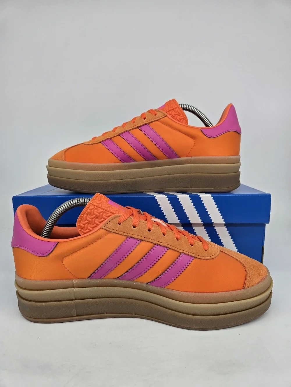 adidas Women's Gazelle Bold JI2703 Orange Semi Lucid Fuchsia Shoes Size 7 New